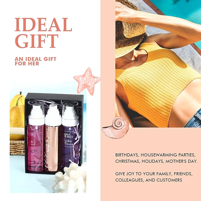 AQUA BLANCE Womens Body Spray, Fragrance Mist Gift Set, Body Spray for Women, Pack of 3, Each 3.4 Fl Oz, Total 10.2 Fl Oz, Dreams