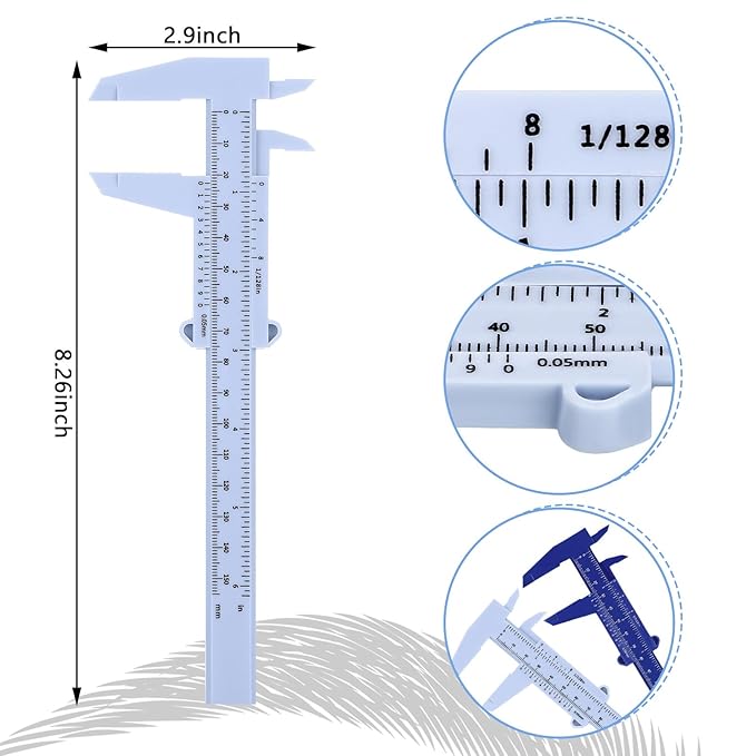 Frienda 5 Pieces Eyebrow Measuring Ruler Brow Mapping Tool Mini Vernier Caliper Double Scale Plastic Sliding Gauge Ruler for Micro Blading Eyebrow Tattoo Brow Artists(Elegant Colors)