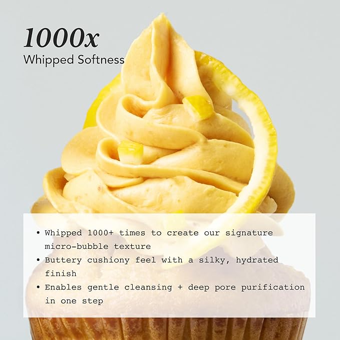 Whipped Korean Skincare Face Wash, Radiance Boosting Care, Vegan Facial Cleanser for Dry, Uneven Skin, Niacinamide, Hyaluronic Acid, Vitamin C, Yuzu & Grapefruit, Doubles as a Face Mask, 4.5 oz