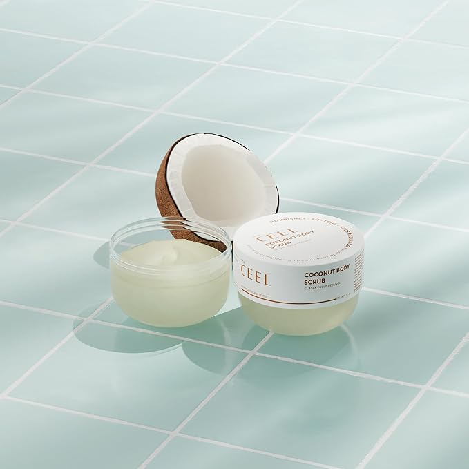 The Ceel Coconut Body Scrub – Moisturizing, Nourishing & Exfoliating Scrub for Keratosis Pilaris, Dry Skin & Smooth, Glowing Skin 275g - 9.70 oz