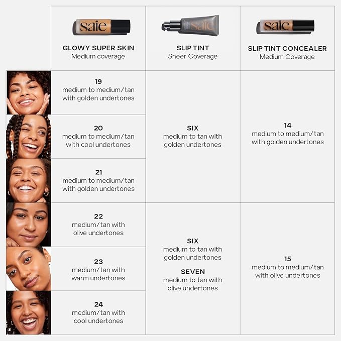 Saie Glowy Super Skin Tint Liquid Foundation - Weightless + Dewy Foundation with Lightweight Medium Coverage - Hydrating Face Makeup + Skin Care Serum Hybrid with Hyaluronic Acid - Shade 21 (1.01 oz)