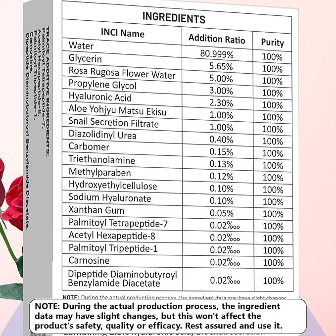 2.3% Hyaluronic Acid Serum for Face with 5% Rosa Flower Water Deep Moisturizing Anti-Wrinkle(3Pack-Each 15g)