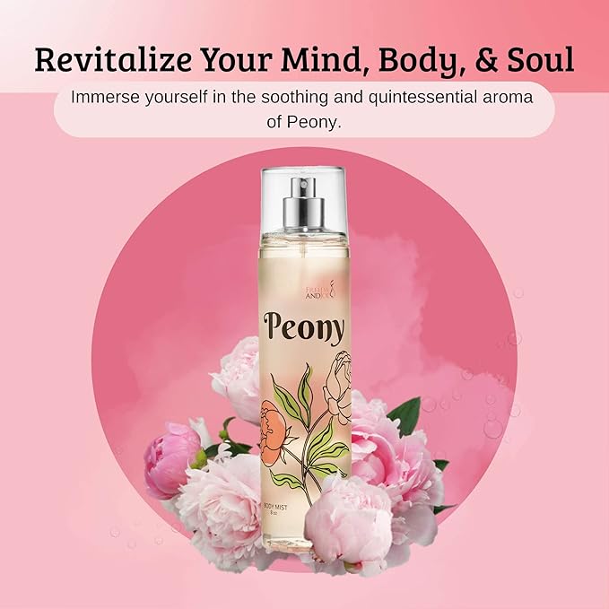 Freida and Joe Peony Elegance Fine Fragrance Body Mist Spray: A Scented Peony Floral Sophistication, 8 oz Spray Bottle, Ideal for Gifting Stocking Stuffer – Mother's Day
