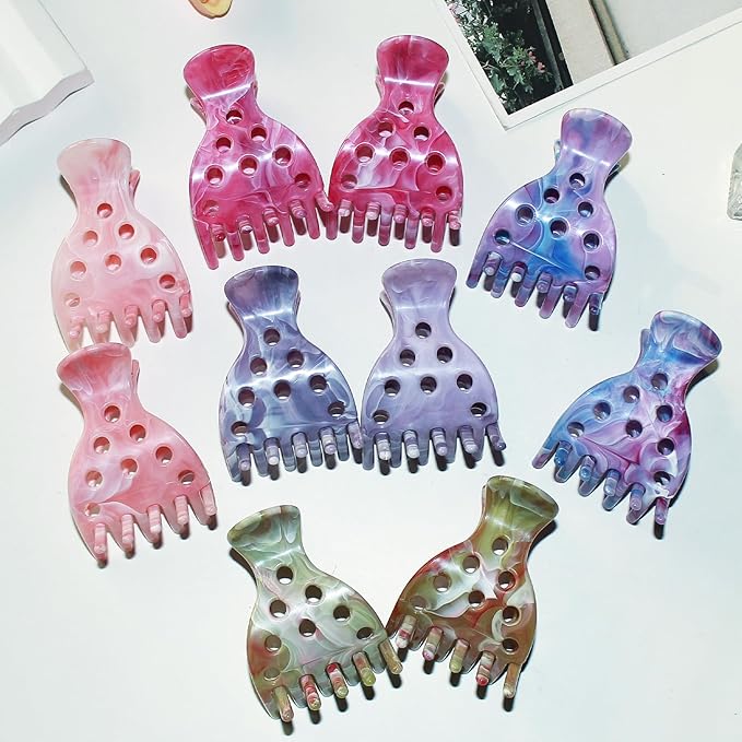 10 PCS Hair Volume Clip for Thick Hair, Root Clips for Curly Hair Volume,Purple Pink Claw Clips for Women Root Lifting for Curl