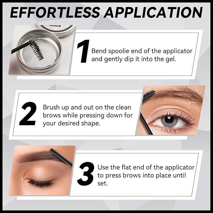 Eyebrow Gel, Long-Lasting Brow Gel for Styling and Sculpting, Waterproof Eyebrow Wax Kit For Holding Brows In Place, Clear Brow Gel Without Residue, Eyebrow Glue for 3D Brow Freeze 1 Pack