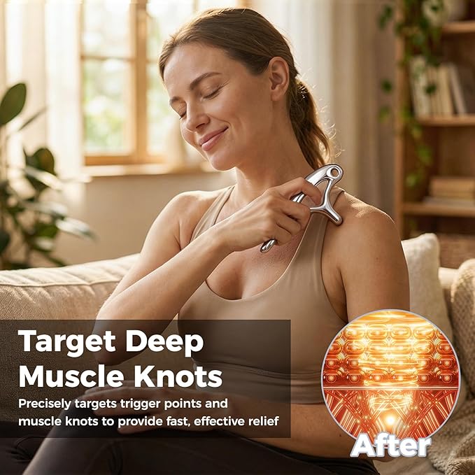 Ranarose Trigger Point Massage Tool for Deep Tissue – 6 in 1 Metal Scraper Tool, Fascia Massage Tool for Body Pain Relief, Myofascial Relief, Gua Sha, Thumb Saver & Acupressure Tool