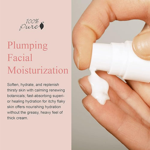 100% PURE Rose Water Hydrating Milk - Lightweight Face Moisturizer with Hyaluronic Acid & Squalene to Soothe and Replenish Dry, Dehydrated Skin - Vegan - 1.7oz