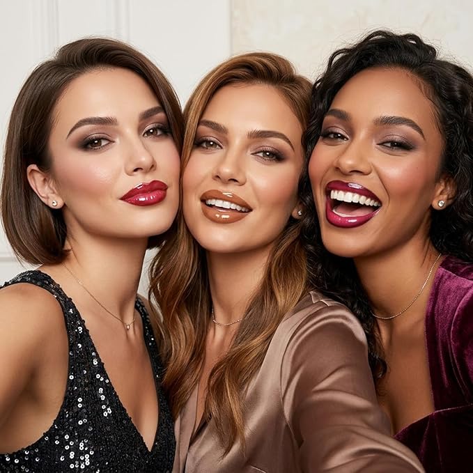 Erinde 3PCS Lip Combo Set, Nude Lip Kits with Lip Liner, Hydrating Balm Lipstick & Plumping Glossy Gloss, Long-Lasting, Lightweight, Non-Sticky, Juicy Lip Contour Trio Set for Women, 02 Caramel Brown