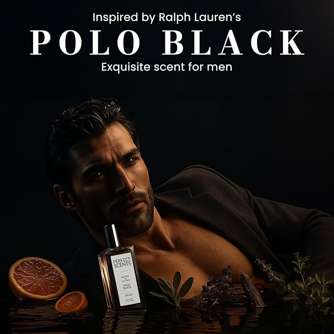 Perfect Scents Fragrances, Inspired by Ralp.h La.uren’s Pol.o Black, Men’s Eau de Toilette, CLEAN, Vegan, Paraben-Free, Never Tested on Animals, 3.4 Fluid Ounces