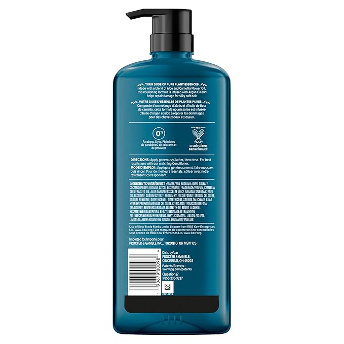 Herbal Essences Argan Oil Paraben Free Shampoo, Hair Repair, 20.2 fl oz, with Certified Camellia Oil and Aloe Vera, For All Hair Types, Especially Damaged Hair