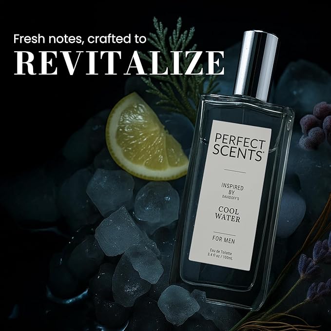 Perfect Scents Fragrances, Inspired by Davidoff’s Cool Water, Men’s Eau de Toilette, CLEAN, Vegan, Paraben-Free, Phthalate-Free, Never Tested on Animals, 3.4 Fluid Ounces