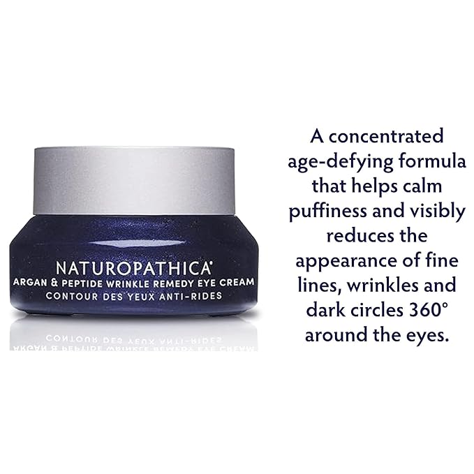 Naturopathica Argan & Peptide Wrinkle Remedy Eye Cream, Daily Under Eye Cream to Help Reduce Puffy Eyes and Hydrate Skin, Firming Eye Cream to Help Diminish Fine Lines & Wrinkles, 0.5 fl oz
