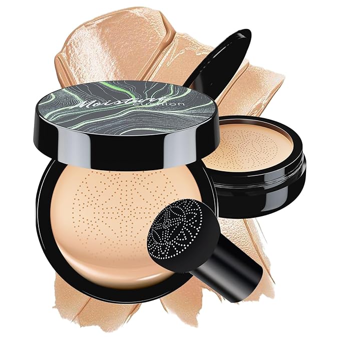 Mushroom Head Air Cushion CC Cream - BB Cream Face Makeup Foundation for Mature Skin Moisturizing Concealer Brighten Long-Lasting, Even Skin Tone for All Skin Types (Natural Beige)