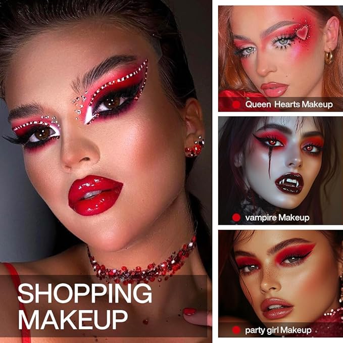 True Red Matte Eyeshadow - Single Bold Gothic Red, High-Pigment, Long-Lasting, Waterproof, Vegan Smokey Eye Shadow Compact - Perfect for Halloween Makeup