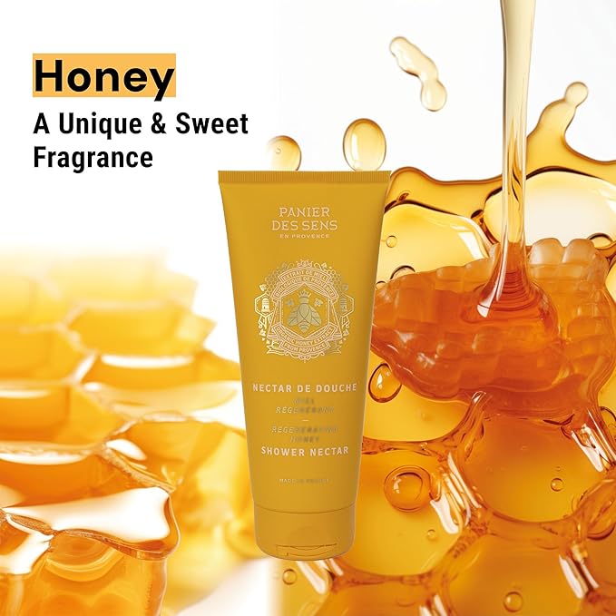 Panier des Sens - Honey Moisturizing Body Wash for Women & Men - Gentle Shower Gel - 96% Natural - Normal, Sensitive Skin - Body Care Made in France, SLS Free, Vegan - 6.8 floz