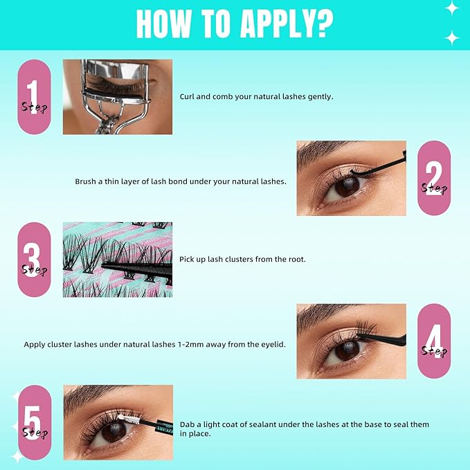 Lash Clusters Wispy 280PCS Eyelash Extension 30D Cluster Lashes Individual Lashes DIY Lash Extension Natural Look Cluster Eyelash Extensions Soft False Eyelashes at Home for Beginners(10mm)