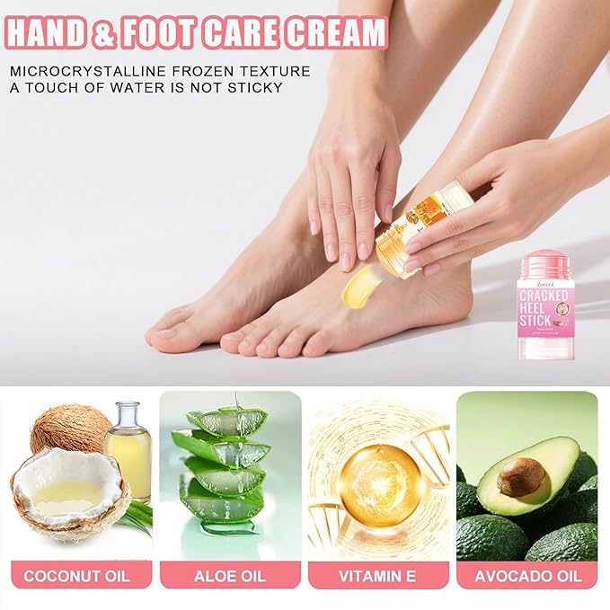 2pcs Hydrating and Anti-Cracking Foot Cream, 2026 Cracked Heel Stick,Foot Cream for Dry Cracked Heels and Feet Women or Men(Peach and Honey)