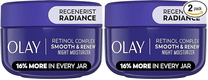 Olay Regenerist Radiance Retinol Face Moisturizer: Smooth & Renew Cream for Women - Fragrance-Free,Anti-Aging,Anti-Wrinkle,Tightening & Brightening - 2 Oz,(Pack of 2)