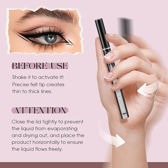 FADLASH Waterproof Eyeliner Liquid, Black Ink Matte Eye Liner,Smooth & Dry Quickly Eye Pen Smudge-Proof, Long-Lasting Natural Look, Not Prone, Highly Pigmented, Vegan (0.6 ml)