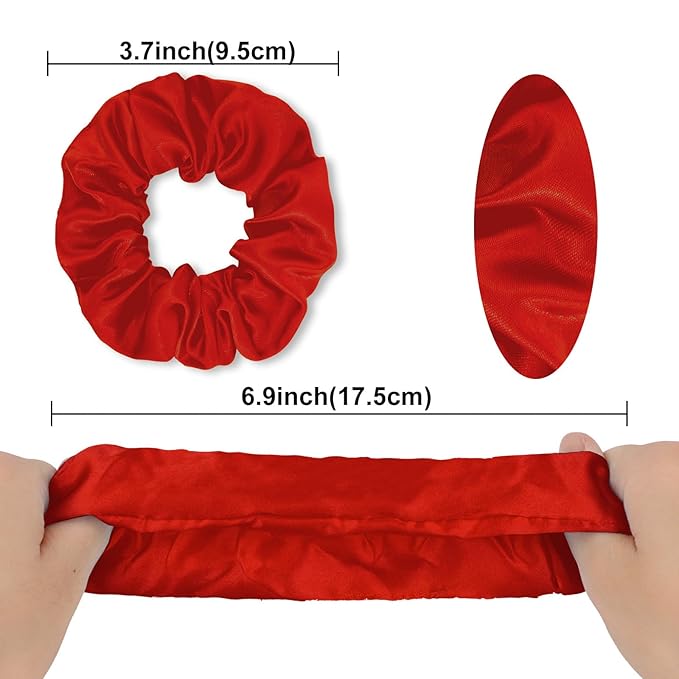 Silk Satin Scrunchies for Women Girls 12 PCS Blue & Red Hair Scrunchies Silk Satin Hair Ties for Thick Hair Bulk Hair Ties Hair Accessories