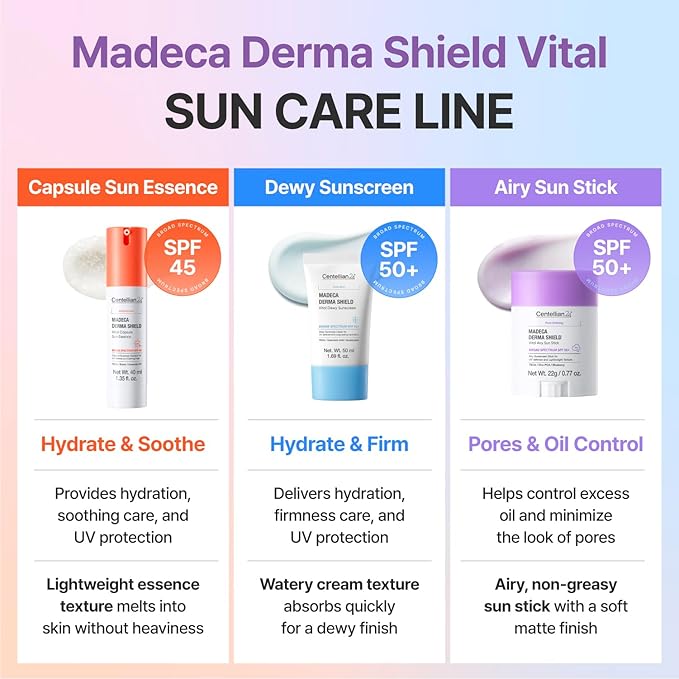CENTELLIAN 24 Madeca Derma Shield Vital Airy Sun Stick Broad Spectrum SPF50+ 0.77 fl oz – Sebum Control Primer Matte Sunscreen Stick for Oily Skin, Pore Care, Lightweight No White Cast UV Protection