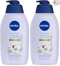 NIVEA Pampering Coconut and Almond Milk Body Wash with Nourishing Serum,Moisturizing Body Wash for Women,Enriched with Provitamin B5 and Vitamin E,30 Fl Oz Bottle,(Pack of 2)