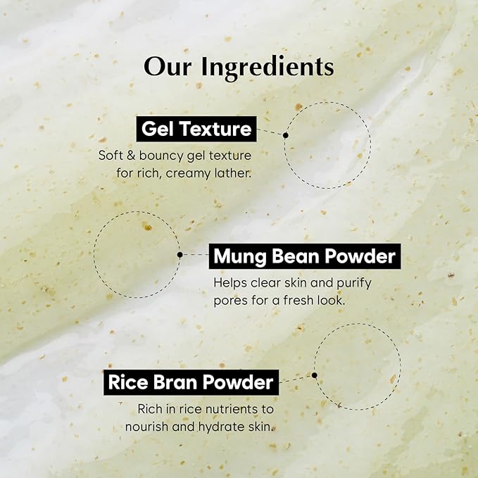 MIDHA RICE LOW PH HYDRATING CLEANSER WITH MUNG BEAN, 5.07fl.oz/150ml,Balanced pH Gel Cleanser, Hydrating, Soothing, Gentle Daily Cleanser, Deep Cleansing, Pore-Purifying, Nourishing Care