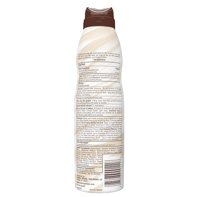 Hawaiian Tropic Sunscreen Silk Hydration Moisturizing Broad Spectrum Sun Care Sunscreen Spray - SPF 15, 6 Ounce