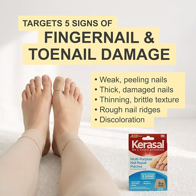 Kerasal Multi-Purpose Nail Repair Patches - 14 Count - Nail Repair for Damaged Nails, 8-Hour Nail Treatment Restores Healthy Appearance (Packaging May Vary)
