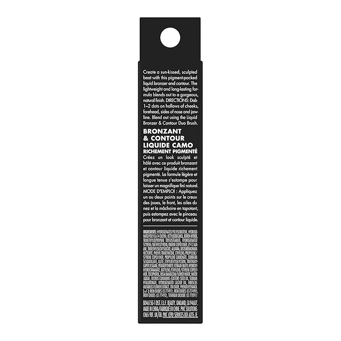 e.l.f. Camo Liquid Bronzer & Contour, Silky Pigmented Formula, Long-Lasting Glow for A Sun-Kissed, Sculpted Finish, Vegan & Cruelty-Free, 7 Tan/Deep