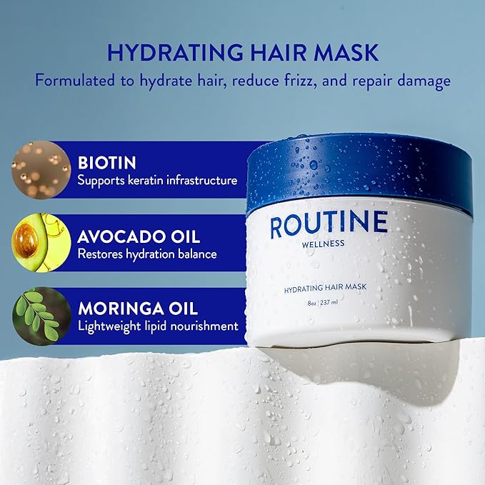 Routine Wellness Deep Conditioning Hair Mask - Bring Dry, Damaged Hair Back to Life – Hydrating Repair Treatment that Moisturizes, Strengthens & Adds Volume – Gardenia 8oz