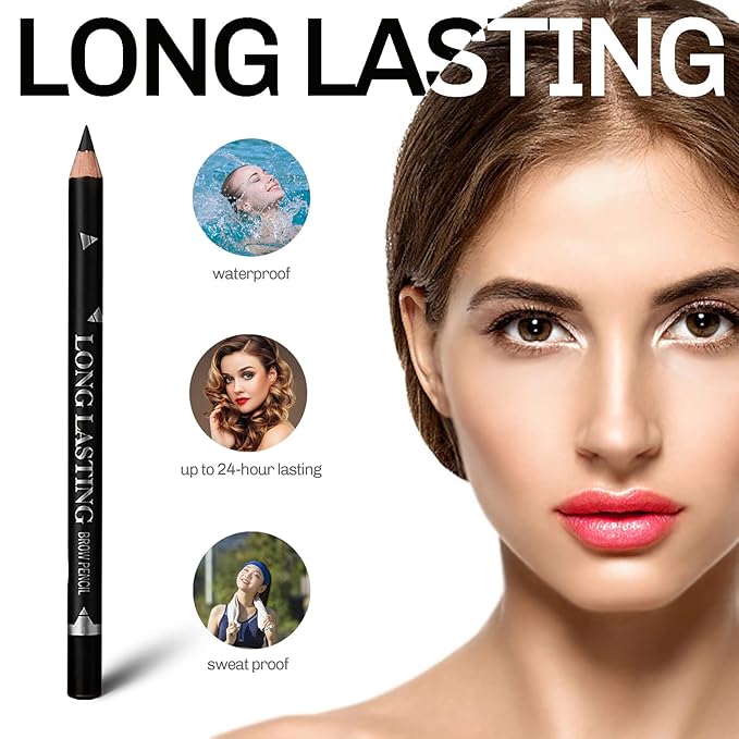 12 Pcs Black Eyebrow Pencil Eyeliner Set, Waterproof Eye Brow Pencil, Easy to Color, Long Lasting Eye Liner Gel Pen, Women Professional Eye-Makeup Pencil