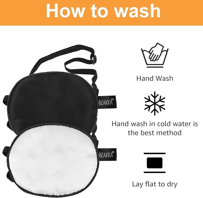 eZAKKA 2 Pieces Silk Eye Patch Medical Eye Patch for Adult Women Elastic Lazy Adjustable Single Eyepatch with Elastic Strap (L, Black+Grey)