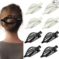 8 Pack Glossy Black and White Flat Hair Clips – High-Shine Claw Clips for Women, Non-Slip Strong Hold Hair Accessories for Daily Styling, Minimalist Fashion Clips for Work or School