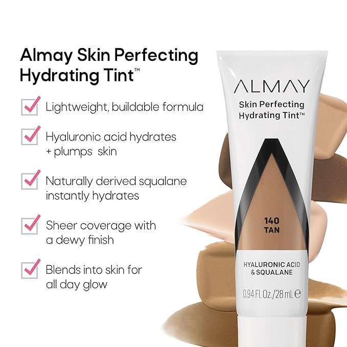 Almay Hydrating Liquid Foundation Tint, Lightweight with Light Coverage, Naturally Dewy Finish, Hypoallergenic, Dermatologist TestedFragrance Free, 110 Buff, 0.94 fl oz. (Pack of 2)