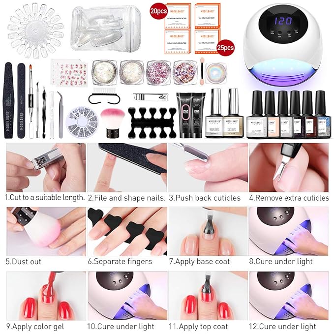 Modelones Nail Strengthener Sets 6 Color Repair for Damaged Nails Hardener Air Dry Nail Growth Polish Natural Nail Concealer Foundation Gifts for Women 15ml