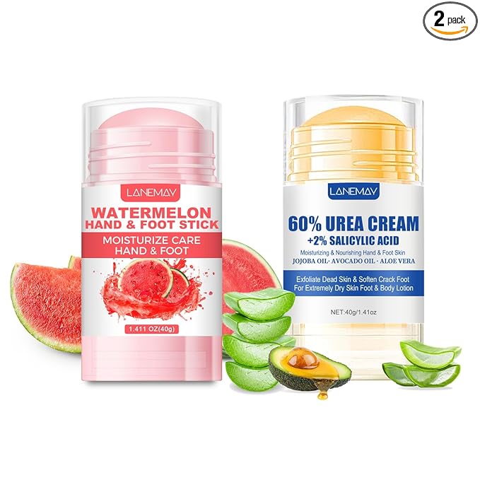 2Pcs Urea Cream 60% for Feet & Dry Cracked Skin, Cracked Heel Repair Stick Maximum Strength Moisturizing Foot & Hand Balm, Repair Creams for Dry Feet, Knee, Elbow and Hand