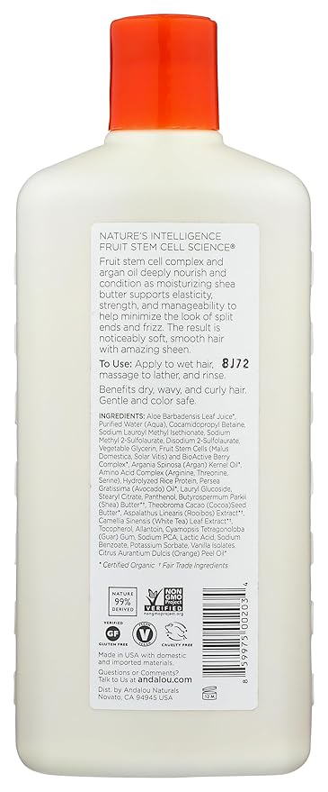 Andalou Naturals Argan Oil & Shea Moisture Rich Shampoo, Orange, 11.5 Ounce