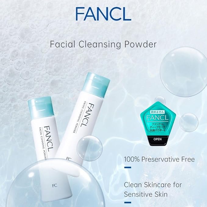 FANCL Facial Cleansing Powder – Japanese Powder-to-Foam Cleanser with Agar & Rice Starch, Gently Removes Impurities & Clogged Pores, Preservative-Free Hydrating Formula [US Exclusive Edition]