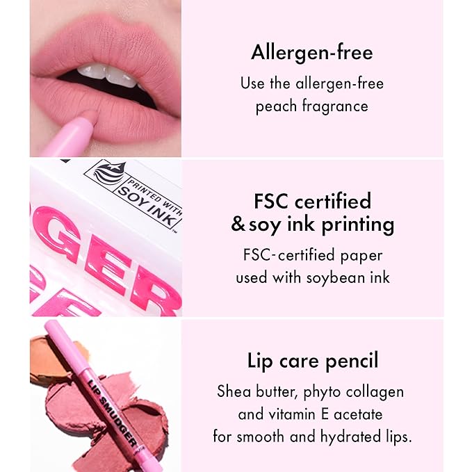 Amuse SEOUL Lip Smudger (05 BOKSOONGA MILK) - Matte Pink, Lip Liner Pencill, Creamy Lip Crayon, Smooth Velvet Texture, Multi-Use Lipliner, Overlip Line Color, Vegan, Korean Beauty