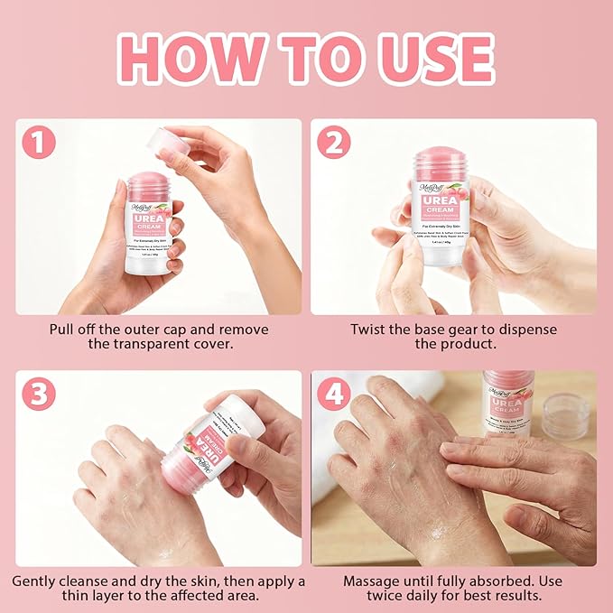 60% Urea Cream plus 2% Salicylic Acid - Maximum Strength Foot & Hand Cream Stick for Dry Cracked Heels, Callus Remover, Dead Skin Exfoliator & Moisturizer with Peach Scent - 1.41oz
