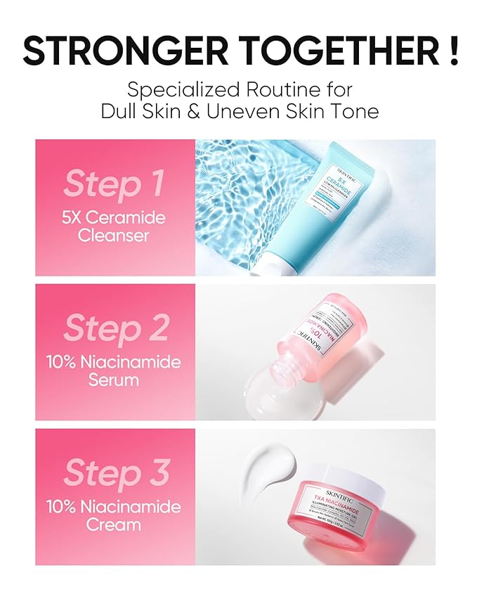 SKINTIFIC Niacinamide Brightening Cream, Radiant Glow, Fade Dark Spots, Evens Skin Tone Moisturizer for Oil and Acne-prone Skin, Non-Sticky, 1fl.oz / 30g