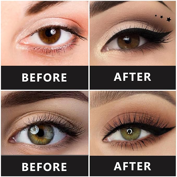 5Pcs Double-headed Liquid Eyeliner Stamp Pencil Set,Winged Eyeliner Stamp Pen Women Black Long-lasting delineador de ojos,(Heart/Flower/Star/Butterfly/Cone) Shape Eye Liner Stamp