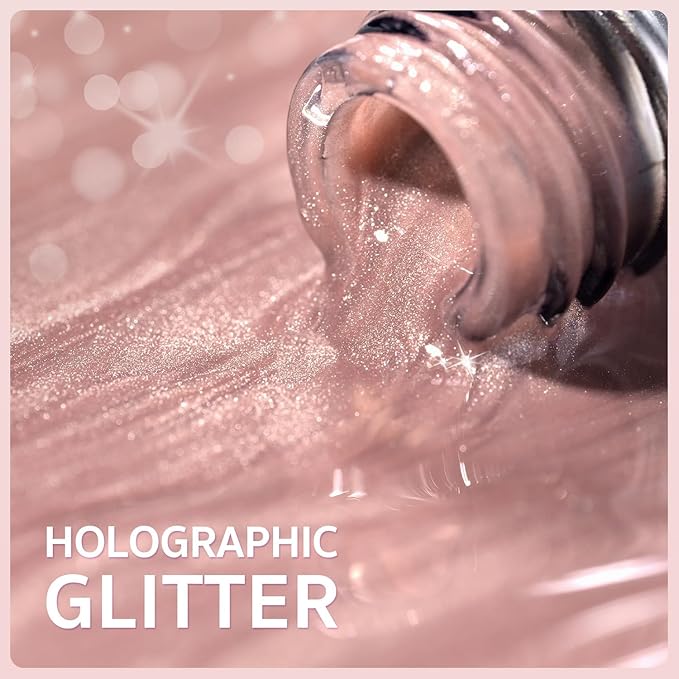 GAOY Glassy Cat Eye Gel Nail Polish, 16ml Glitter Holographic Nail Polish with Magnet, Reflective Translucent UV Gel, 2062 Pale Blush