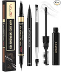Eyebrow Pencil Kit, with Microblading Eyebrow Pen, Eyebrow Gel, Eyeliner, Eyebrow Brush, Eyebrow Pencils for Women, Waterproof, Smudge Proof, Long Lasting Makeup Formula - Dark Coffee