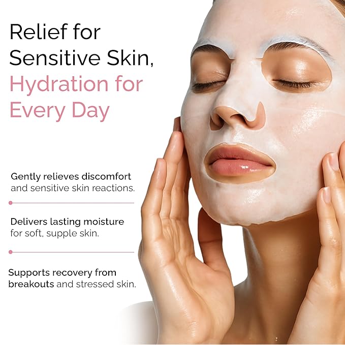 DLUX PROFESSIONAL Calming Face Mask Pack - 10 Pcs Calm Irritated Skin, Treats Dry and Dull Skin, Natural Radiance, Antioxidant Effects, Revitalize, Repair Mask, Anti-Aging