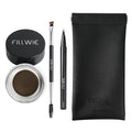 Eyebrow Pomade Stamp, Microblading 2 Tip Liquid Eyebrow Pen, Eye brow Kit with Angled Spoolie Brush and PU Pouch for Travel (Ebony)