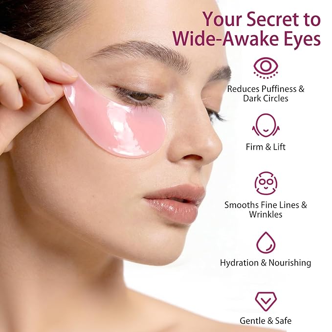 70Pcs Caffeine Peptide Under Eye Patches for Dark Circles Puffiness, Eye Masks with Rose Essence Hyaluronic Acid Niacinamide Anti Wrinkle & Fine Lines Hydrating & Cooling for Women
