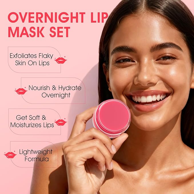 Lip Mask Set, 4PCS Lip Sleeping Mask - Mothers Day Gifts for Mom, Overnight Treatment Lip Care, Moisturize & Nourish Lip Butter Balm for Very Dry Lips, Cracked Dry Lips,12g*4