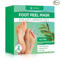 DERMORA Foot Peel Mask | Skin Exfoliating Foot Masks for Dry, Cracked Feet & Callus Removal | Dead Skin Exfoliator for Baby Soft Feet | Pack of 2 | Regular (Fits up to Men 10 / Women 11) | Tea Tree